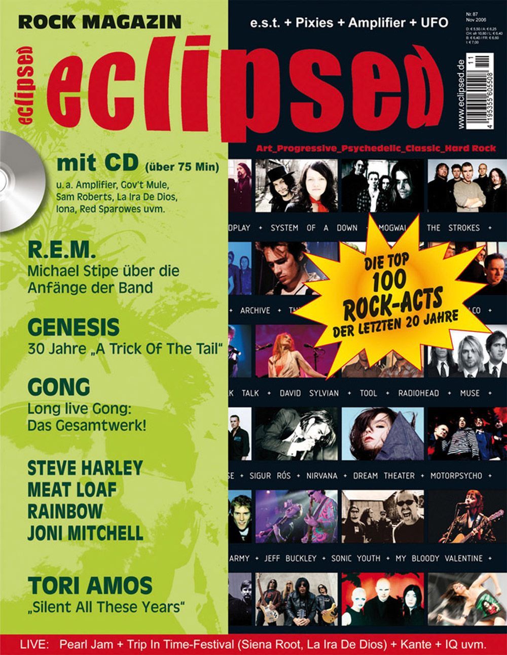 Eclipsed Magasin Tyskland 2006 #87 REM Genesis Gong Tori Amos Steve Harley Originalutgåva