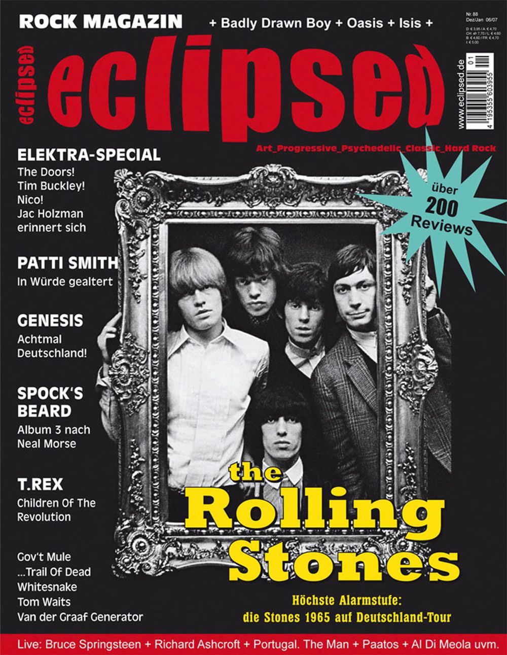 Eclipsed Magasin Tyskland 2007 #88 Rolling Stones Patti Smith Genesis Spocks Originaludgave