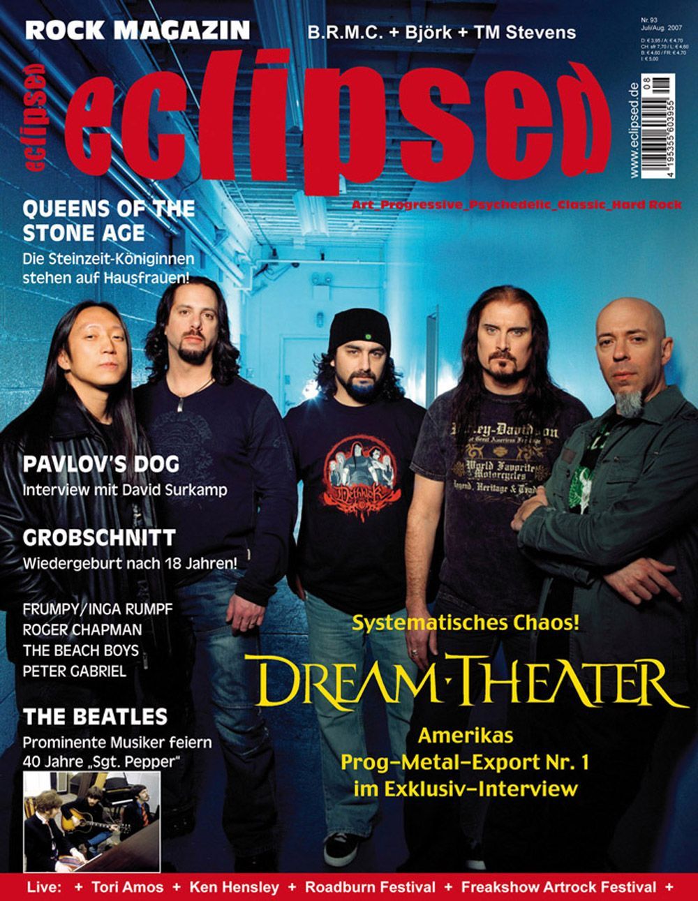 Eclipsed Magazine Germany 2007 #93 Dream Theater Beatles Björk Kristeen Young Original Print Issue