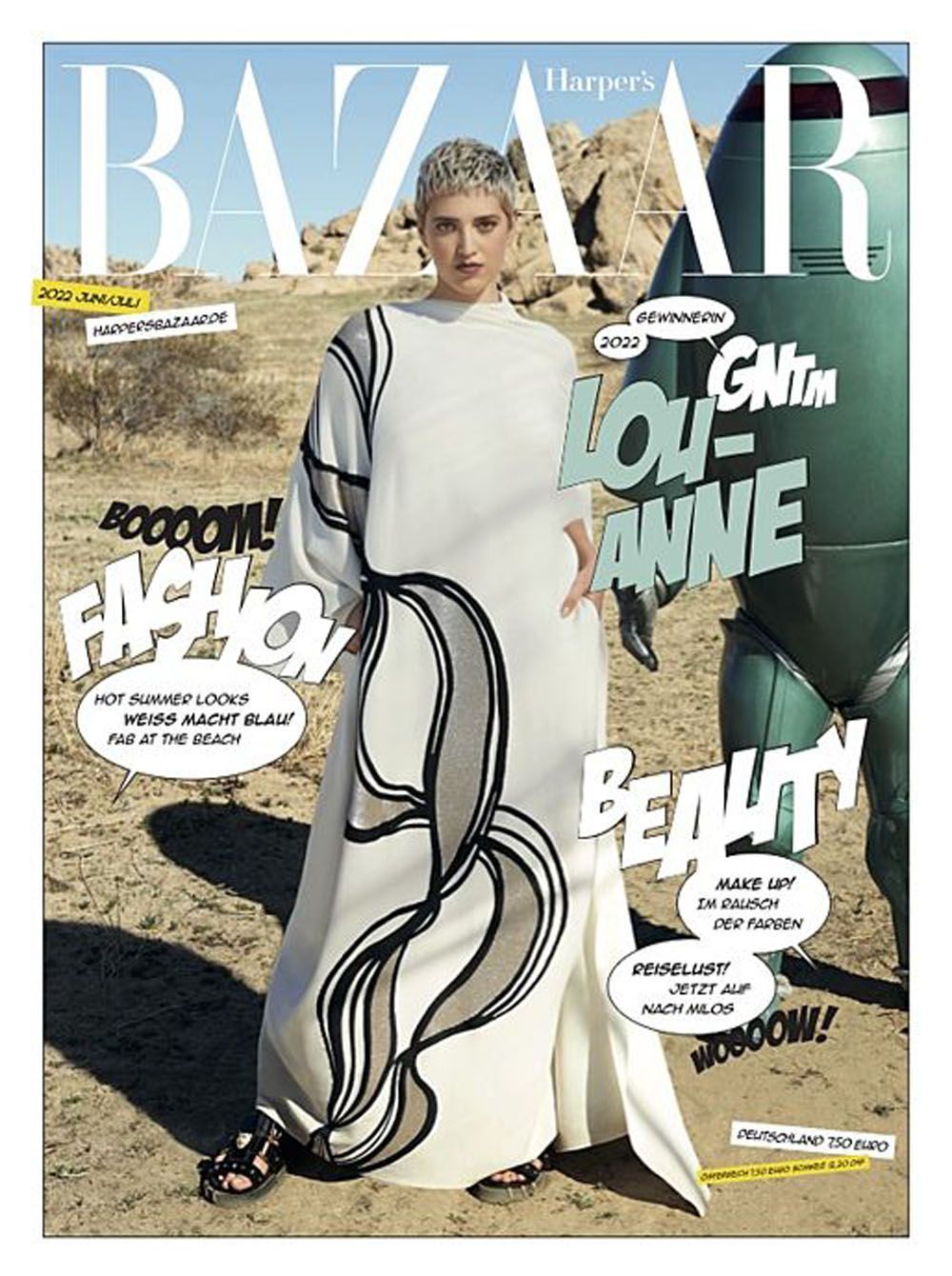 Harpers Bazaar Magasin Tyskland 2022-06+07 Lou-Anne Gleißenebner-Teskey GNTM Originalutgåva