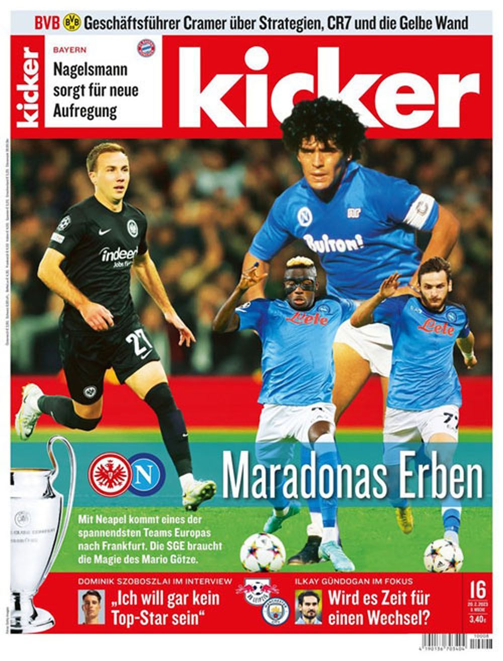 Kicker Magazine Allemagne 2023 Diego Armando Maradona Franco Édition originale