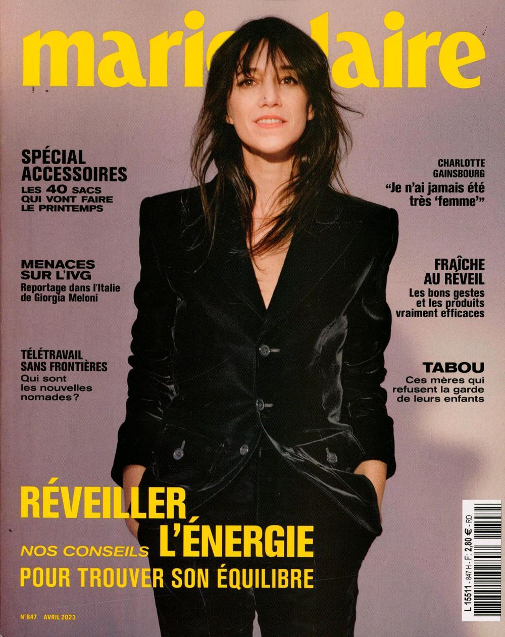 Marie Claire Revista Francia 2023 #847 Charlotte Gainsbourg Edición original
