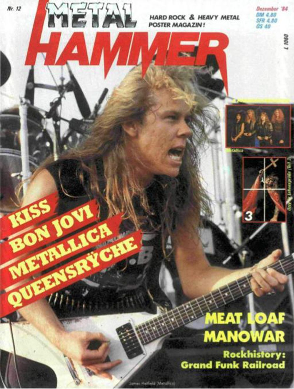 Metal Hammer Lehti Saksa 1984-12 Metallica Kiss Bon Jovi Meat Loaf Alkuperäinen painos