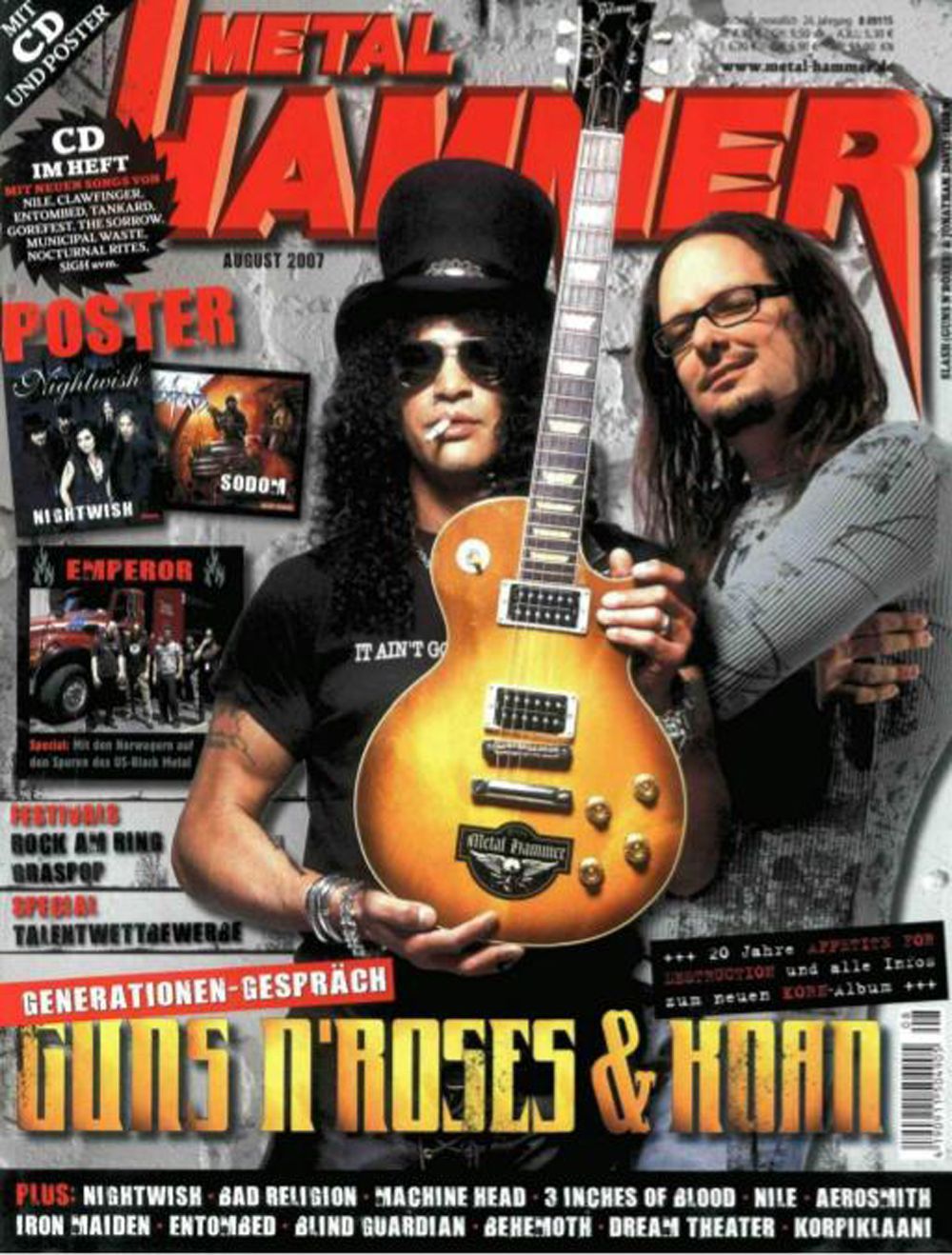 Metal Hammer Magazin Deutschland 2007-08 Guns N' Roses Korn Sodom Nightwish