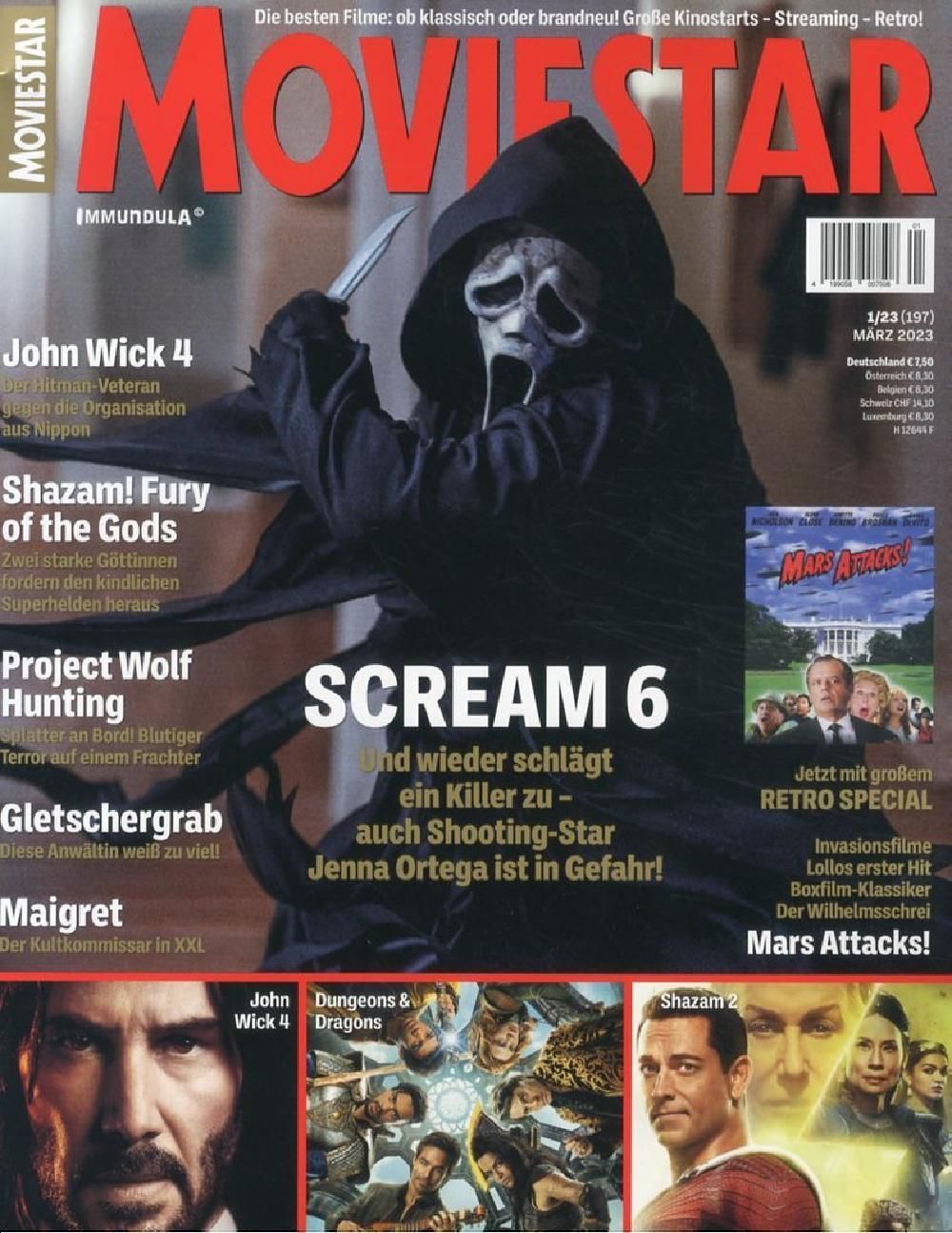 Moviestar Magazin Deutschland 2023 #197 Scream John Wick Shazam