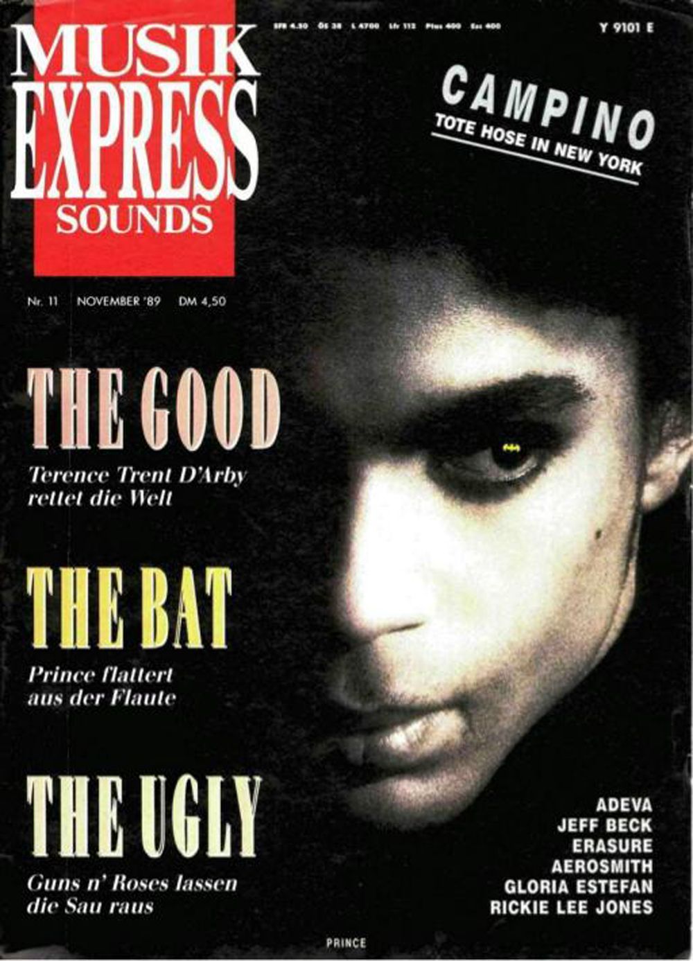 Musikexpress Magasin Tyskland 1989-11 Prince Guns N`Roses Originaludgave