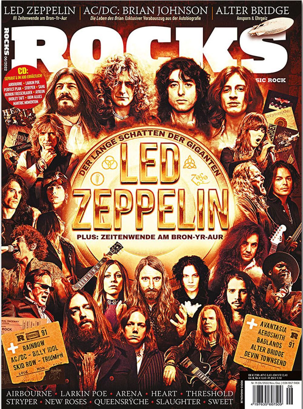 Rocks Revista Alemania 2022 #91 Led Zeppelin ACDC Billy Idol Rainbow Avantasia