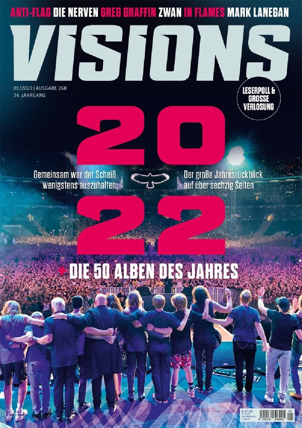 Visions Revista Alemania 2023-01 Anti-Flag Greg Graffin In Flames Mark Lanegan Edición original