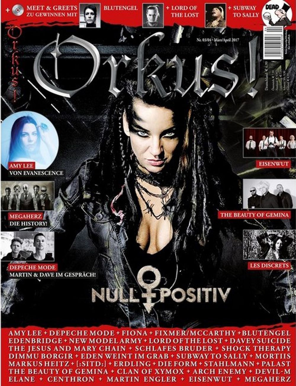 Orkus Tijdschrift Duitsland 2017-03+04 Fiona Amy Lee Depeche Mode Null Positiv Originele uitgave