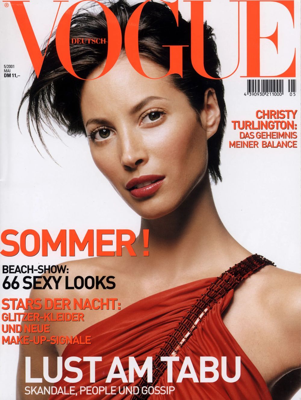 Vogue Lehti Saksa 2001-05 Christy Turlington Alkuperäinen painos