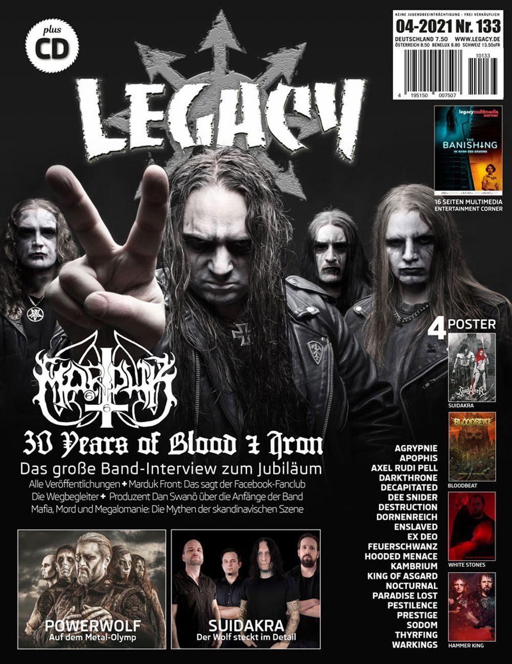Legacy Tijdschrift Duitsland 2021 #133 Marduk Agrypnie Darkthrone Enslaved