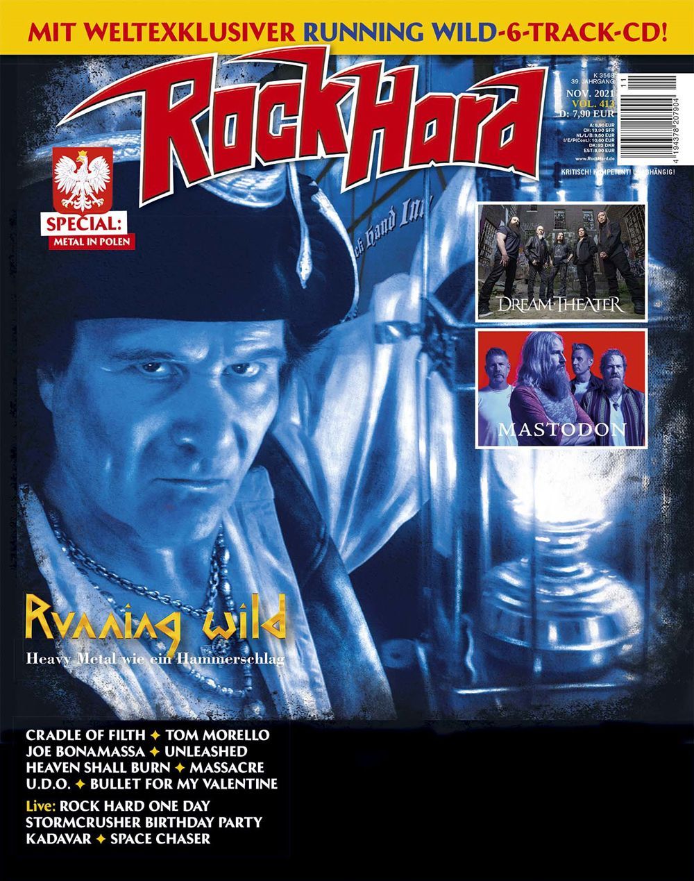 Rock Hard Magazin Deutschland 2021 #413 Running Wild Dream Theater