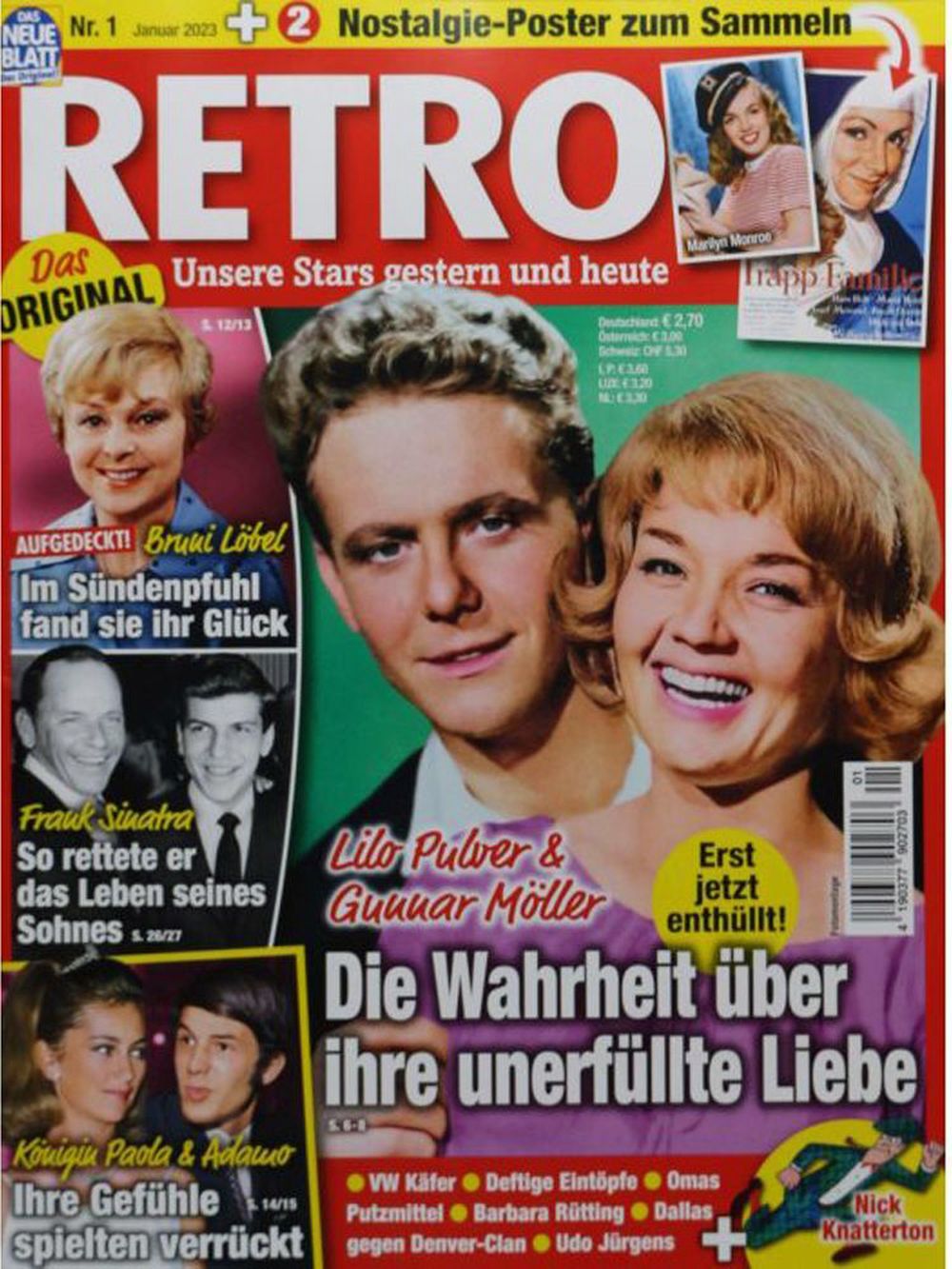 Retro Magasin Tyskland 2023-01 Marilyn Monroe Paola Adamo Lilo Pulver Originalutgåva