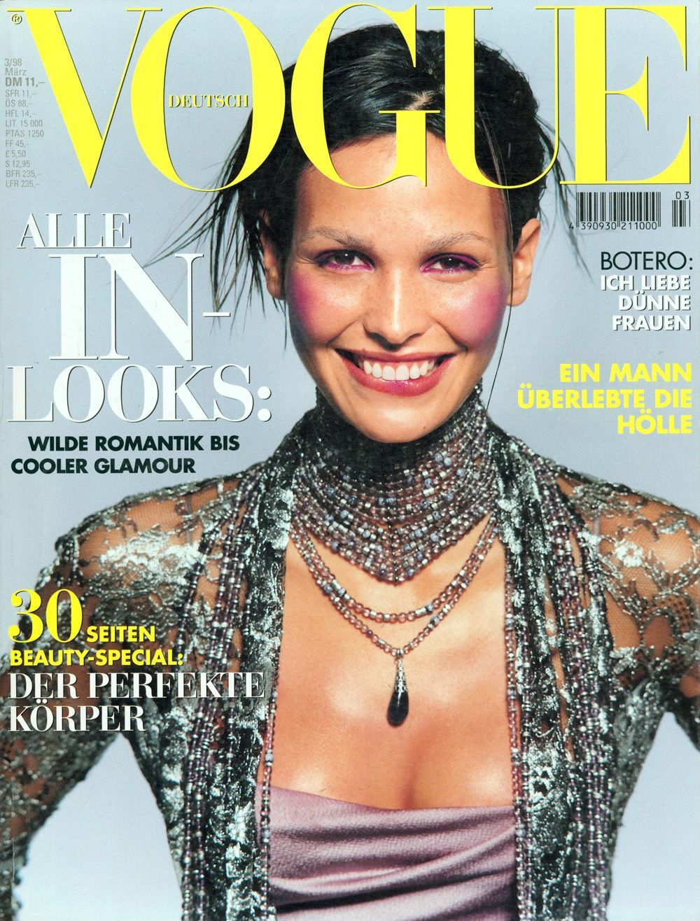 Vogue Magasin Tyskland 1998-03 Ines Sastre Originalutgåva