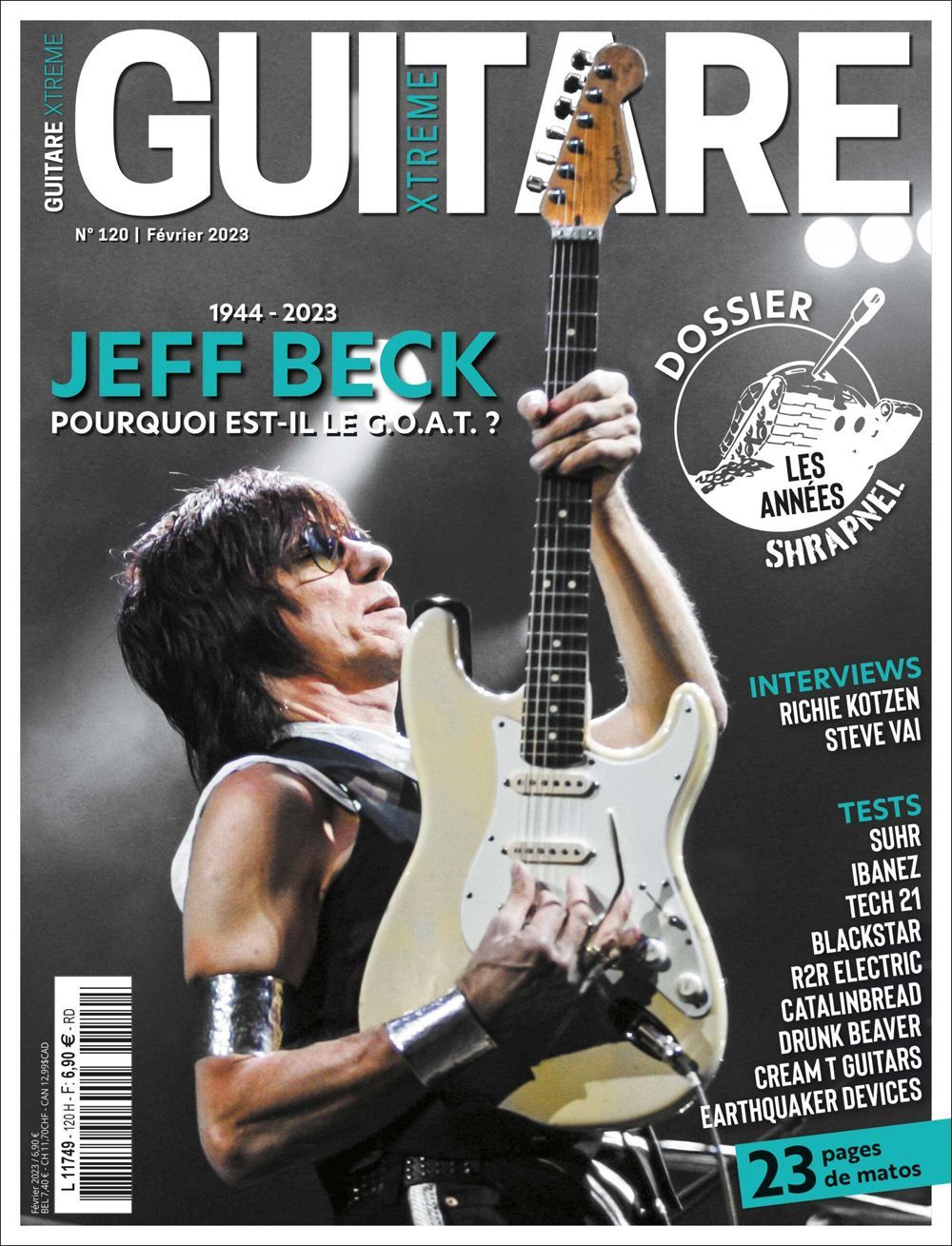 Guitare Xtreme Tijdschrift Frankrijk 2023 #120 Jeff Beck Richie Kotzen Steve Vai Originele uitgave