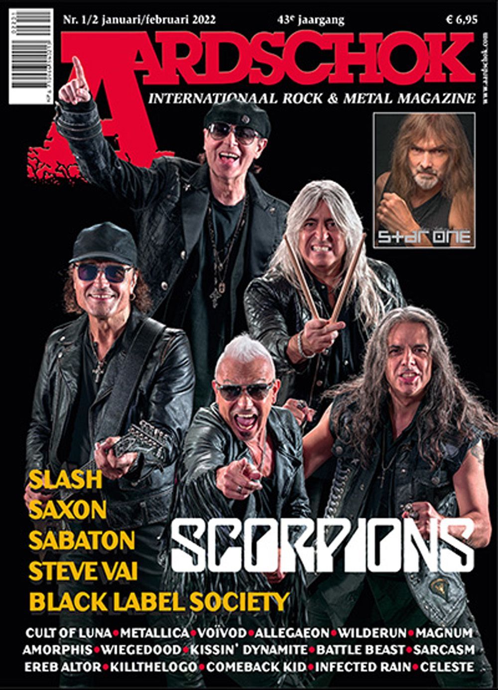 Aardschok Magazine Netherlands 2022-01 – +02 Slash Steve Vai Scorpions Saxon Sabaton – Original Print Issue