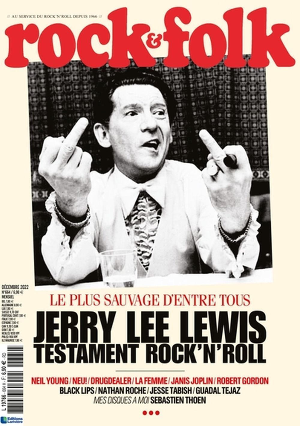 Rock & Folk Magasin Frankrike 2022 #664 Jerry Lee Lewis Neil Young Janis Joplin Originalutgåva