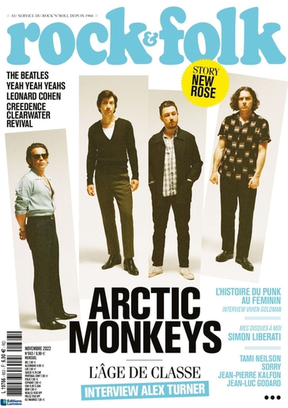 Rock & Folk Magasin Frankrike 2022 #663 Arctic Monkeys The Beatles CCR Originalutgåva