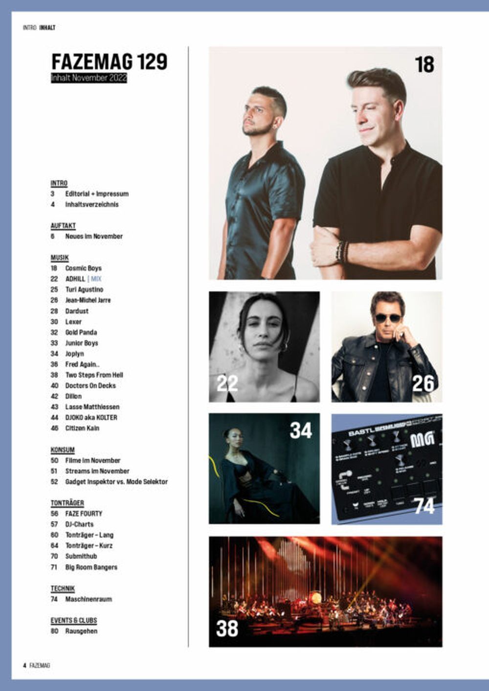 Faze Magasin Tyskland 2022 #129 Cosmic Boys Jean-Michel Jarre Fred Again Originalutgåva