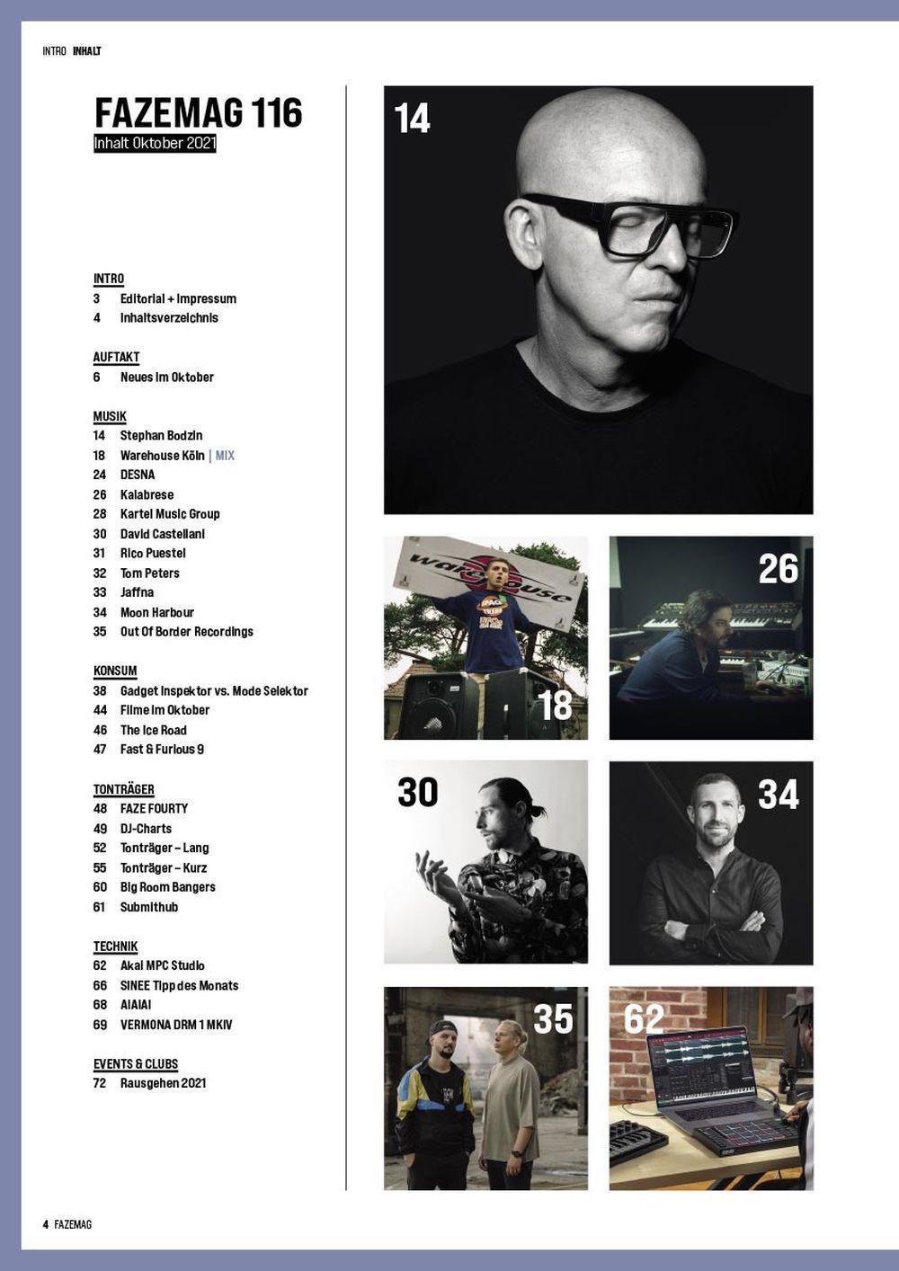 Faze Magazin Deutschland 2021 #116 Stephan Bodzin Kalabrese David Castellani