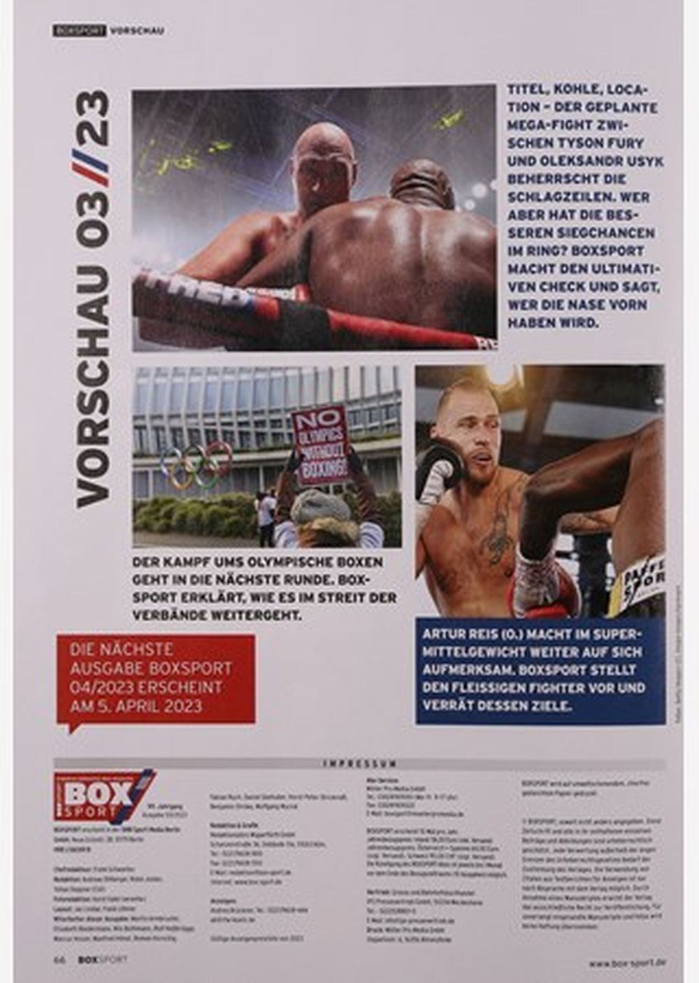 Boxsport Lehti Saksa 2023-03 William Scull Alkuperäinen painos