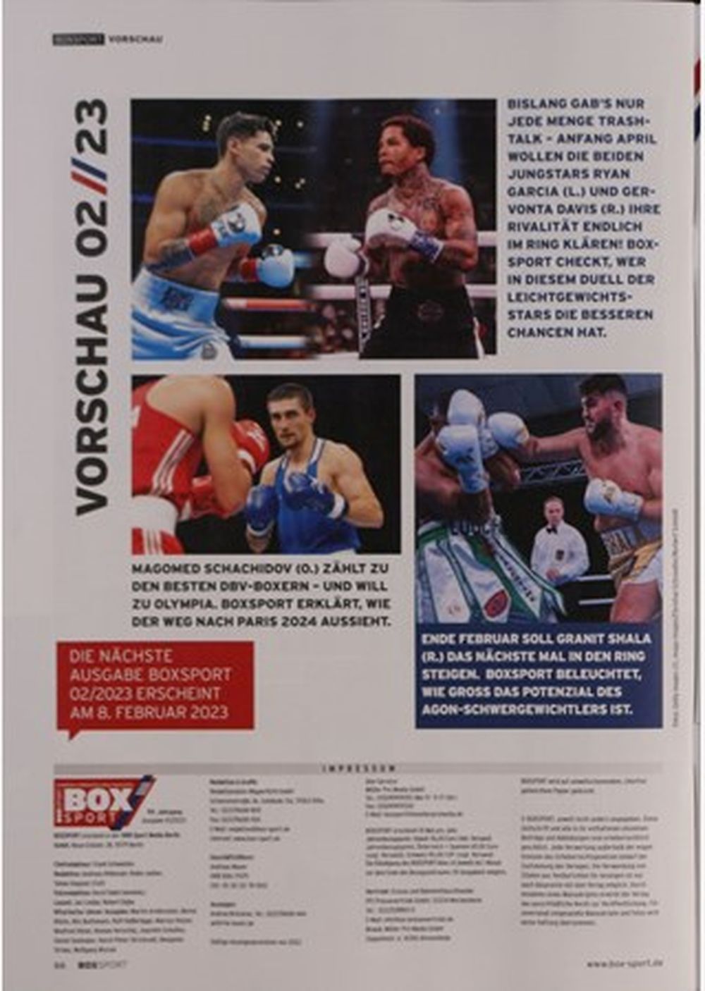Boxsport Magasin Tyskland 2023-01 Nina Meinke Muhammad Ali Ryan Garcia Originaludgave