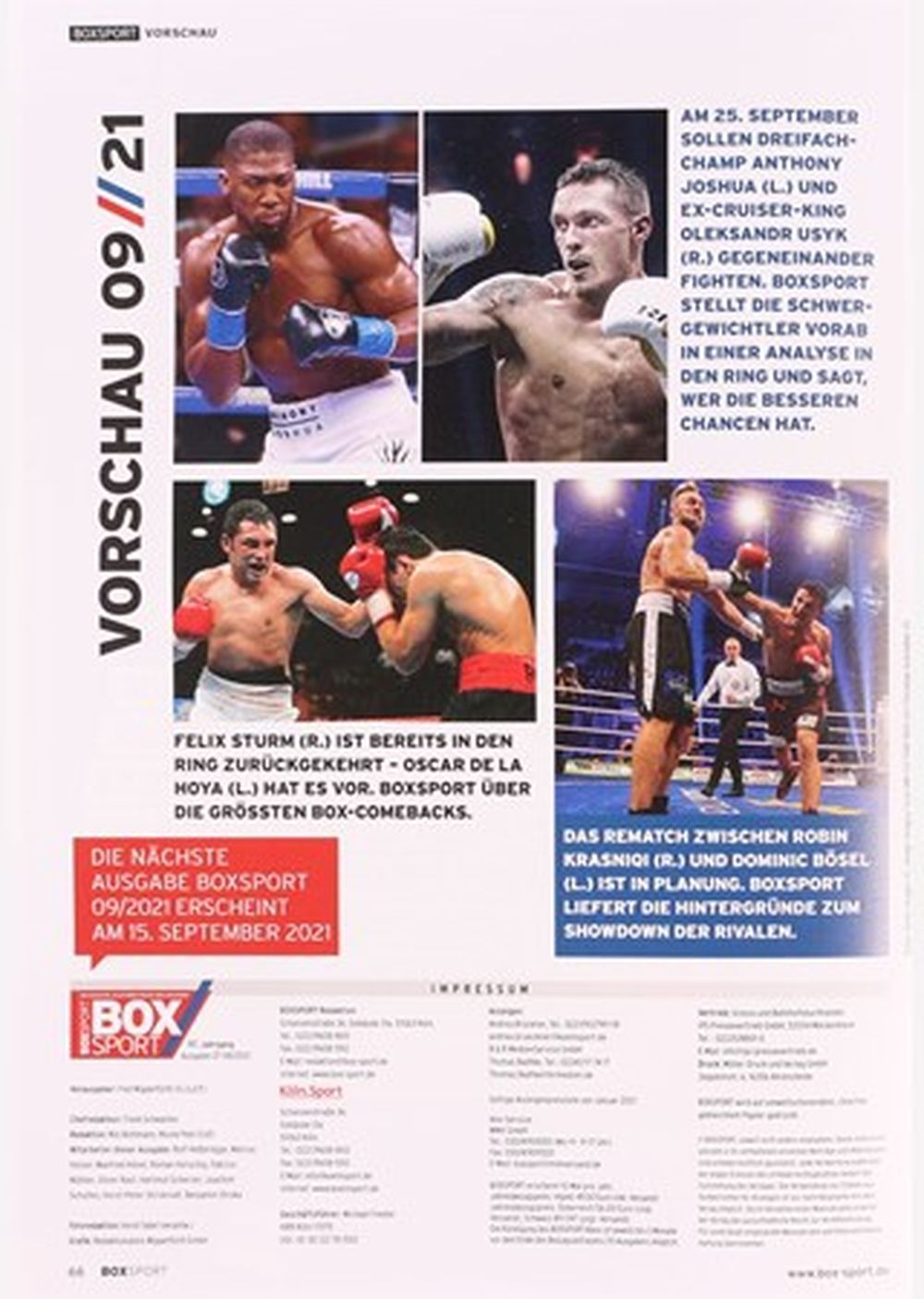 Boxsport Magasin Tyskland 2022-07+08 Canelo Alvarez Manny Pacquiao Originalutgåva