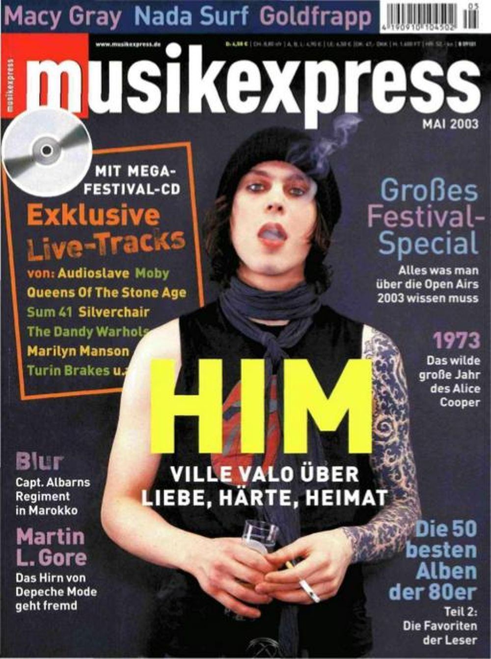 Musikexpress Magazine Allemagne 2003-05 – HIM Marcy Gray Blur Martin Gore – Édition originale