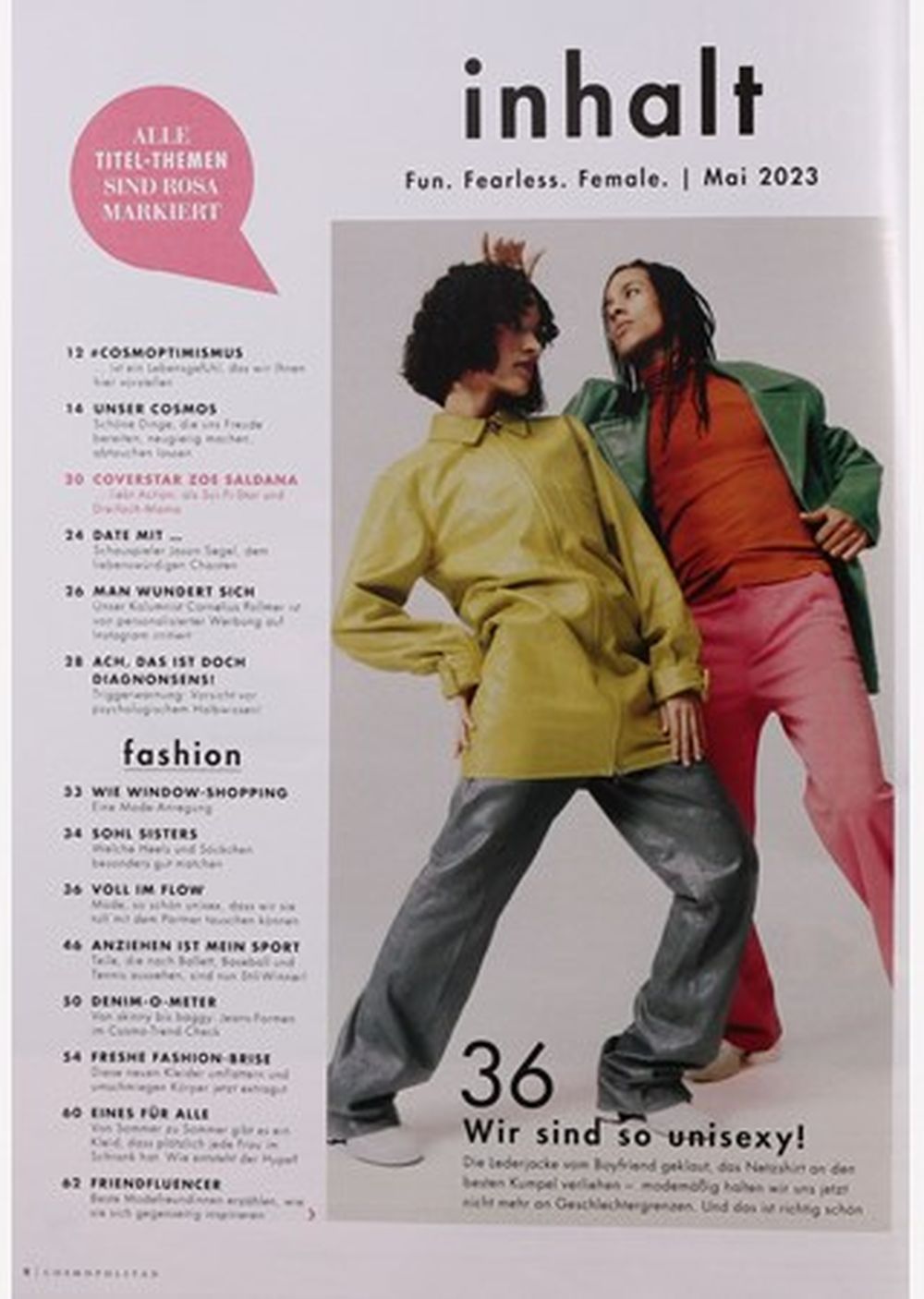Cosmopolitan Magazine Germany 2023-05 Zoe Saldana
