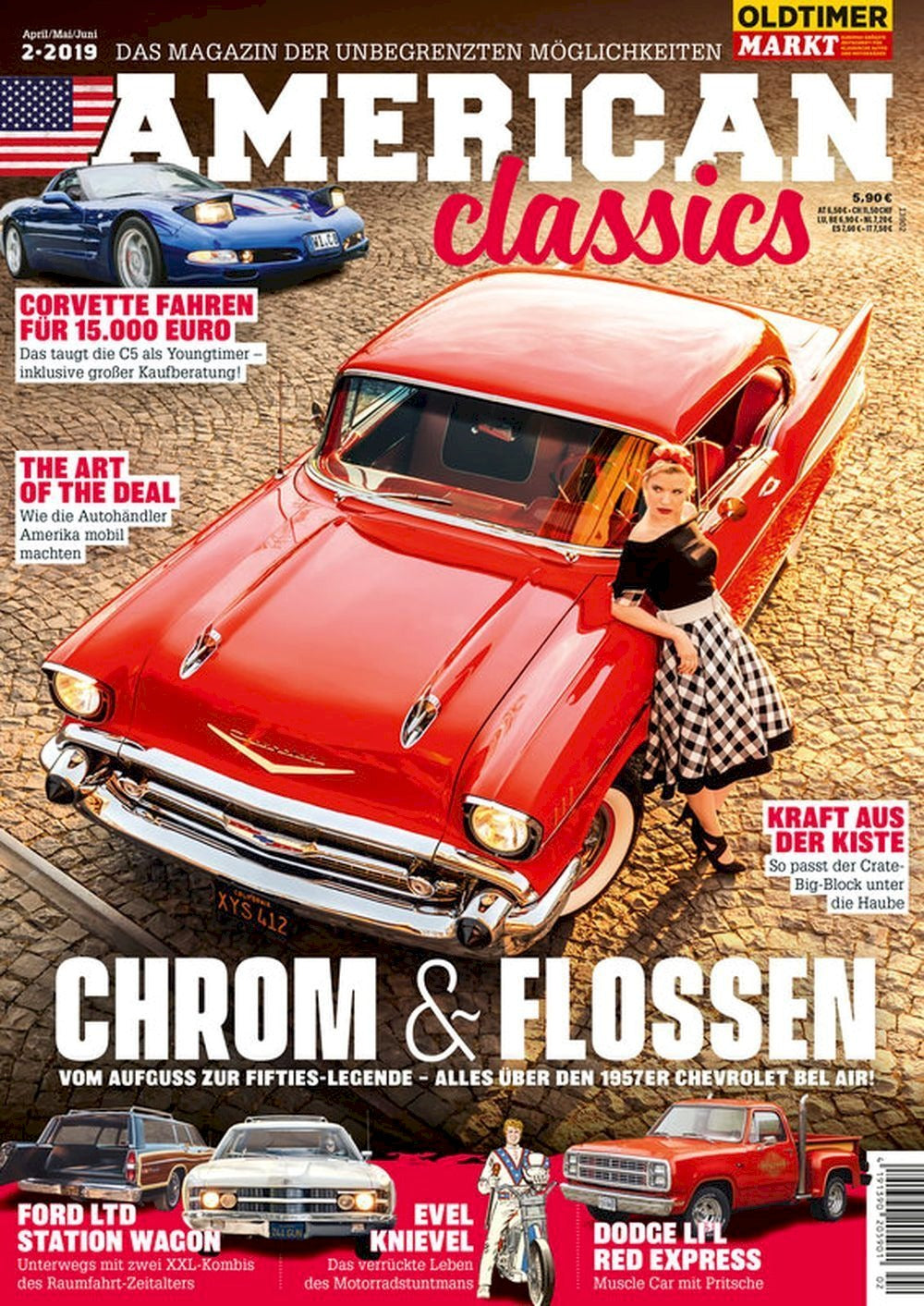 American Classics Magazin Deutschland 2019-02 Chevrolet Bel Air Corvette C5 Evel Knievel