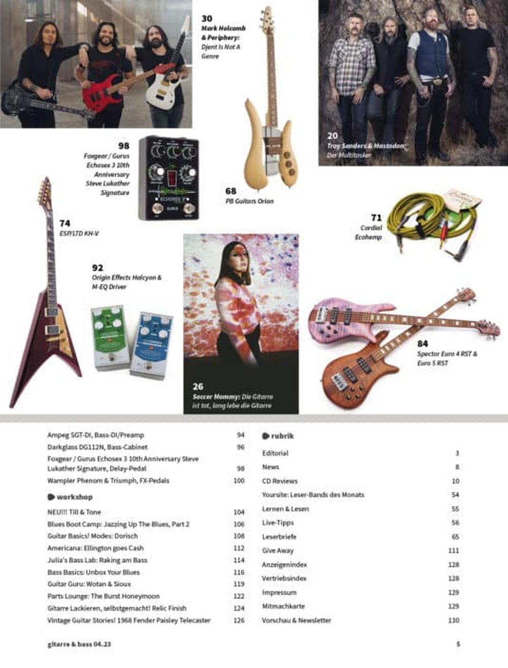 Gitarre & Bass Revista Alemania 2023-05 Michael Landau Troy Sanders Mastodon Edición original