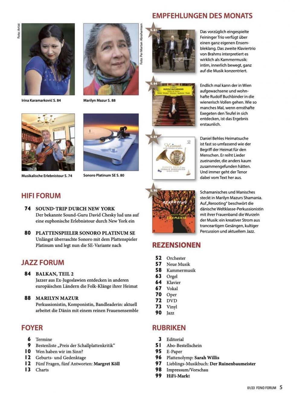 Fono Forum Magazine Allemagne 2023-01 Diana Damrau Dorothee Oberlinger Édition originale
