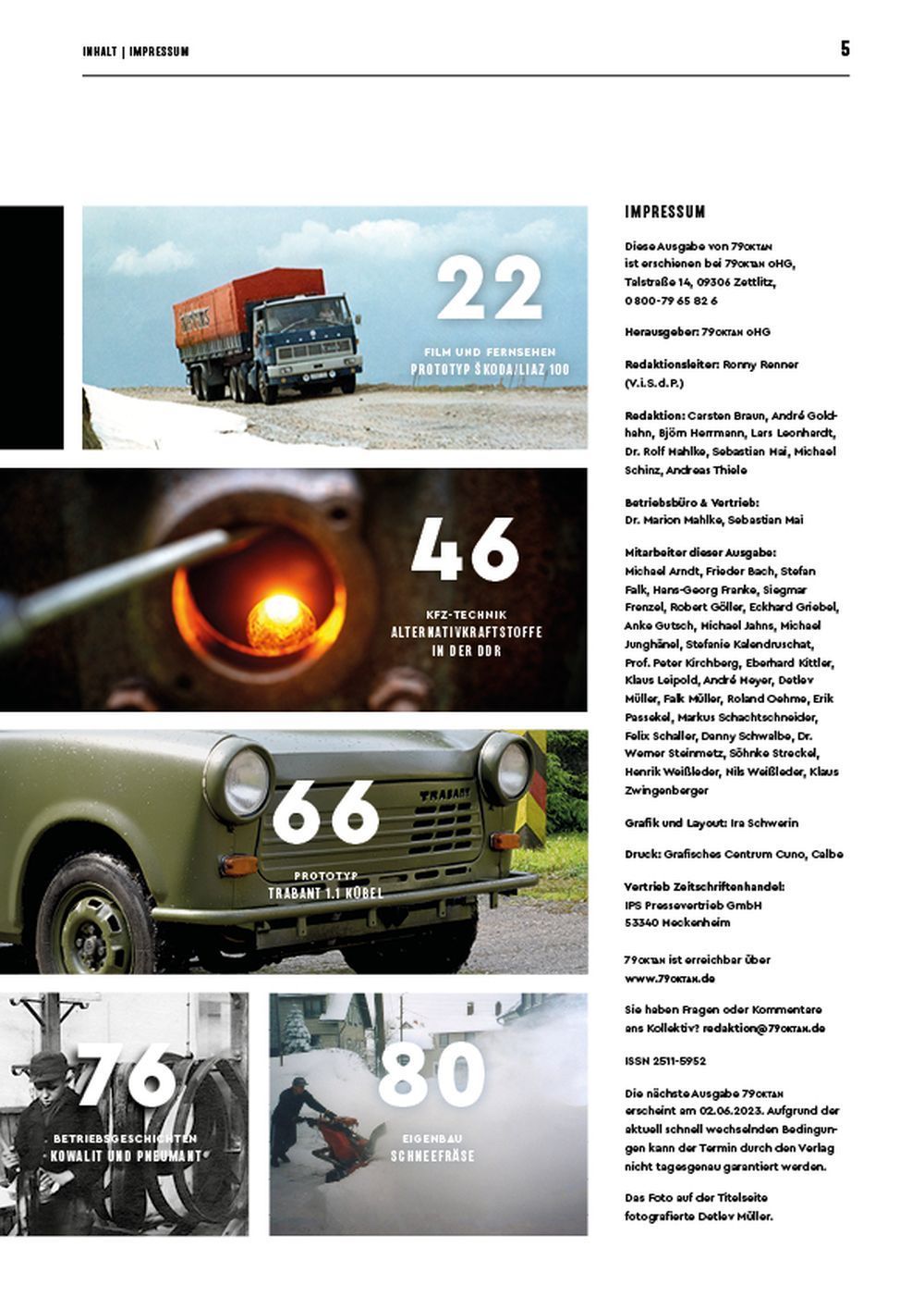 79 Oktan Magazin Deutschland 2023-01 IFA DKW F9 Trabant 1.1 A/F LIAZ 100