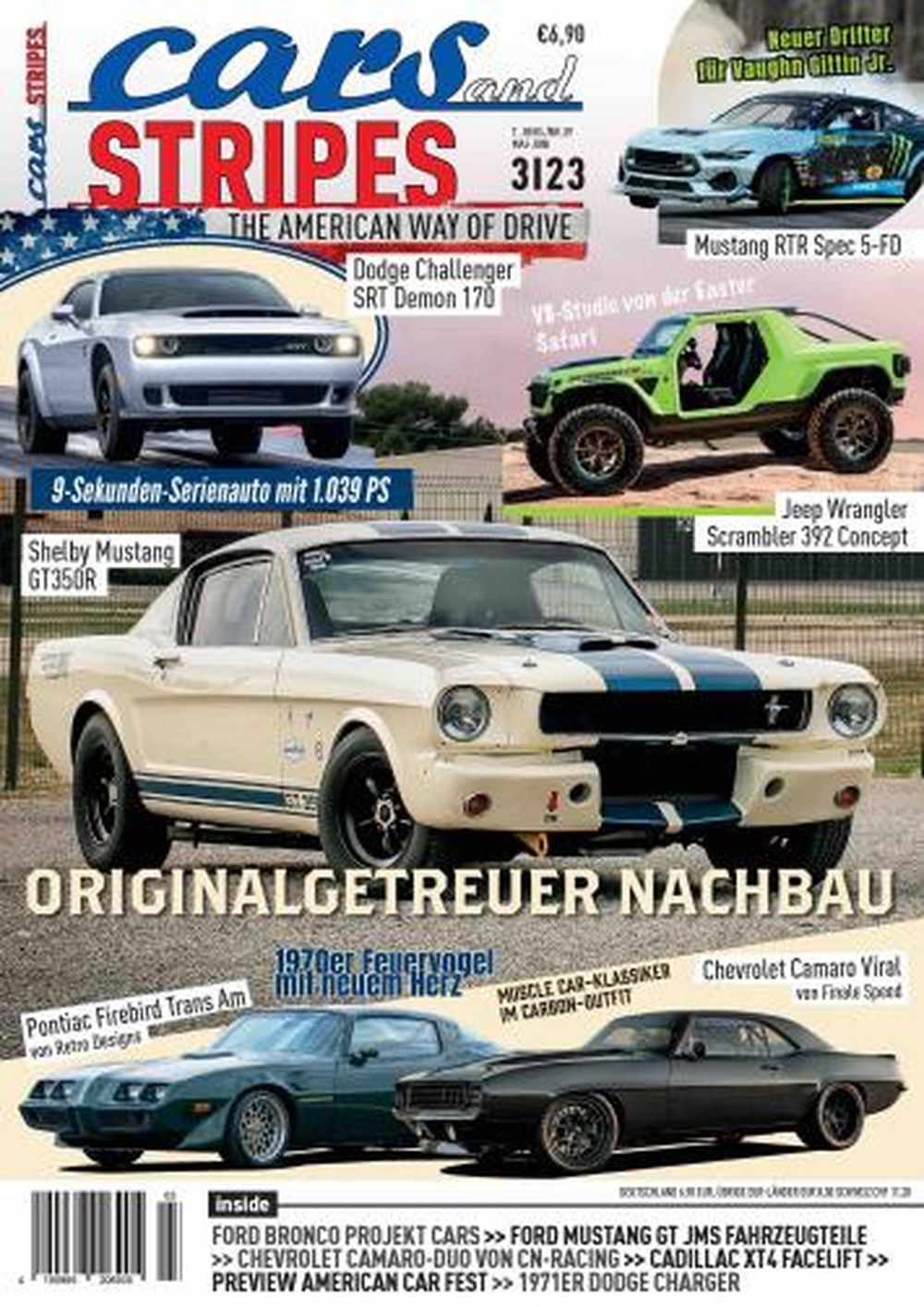 Cars and Stripes Magazine Allemagne 2023-03 Shelby Mustang Dodge Challenger Pontiac