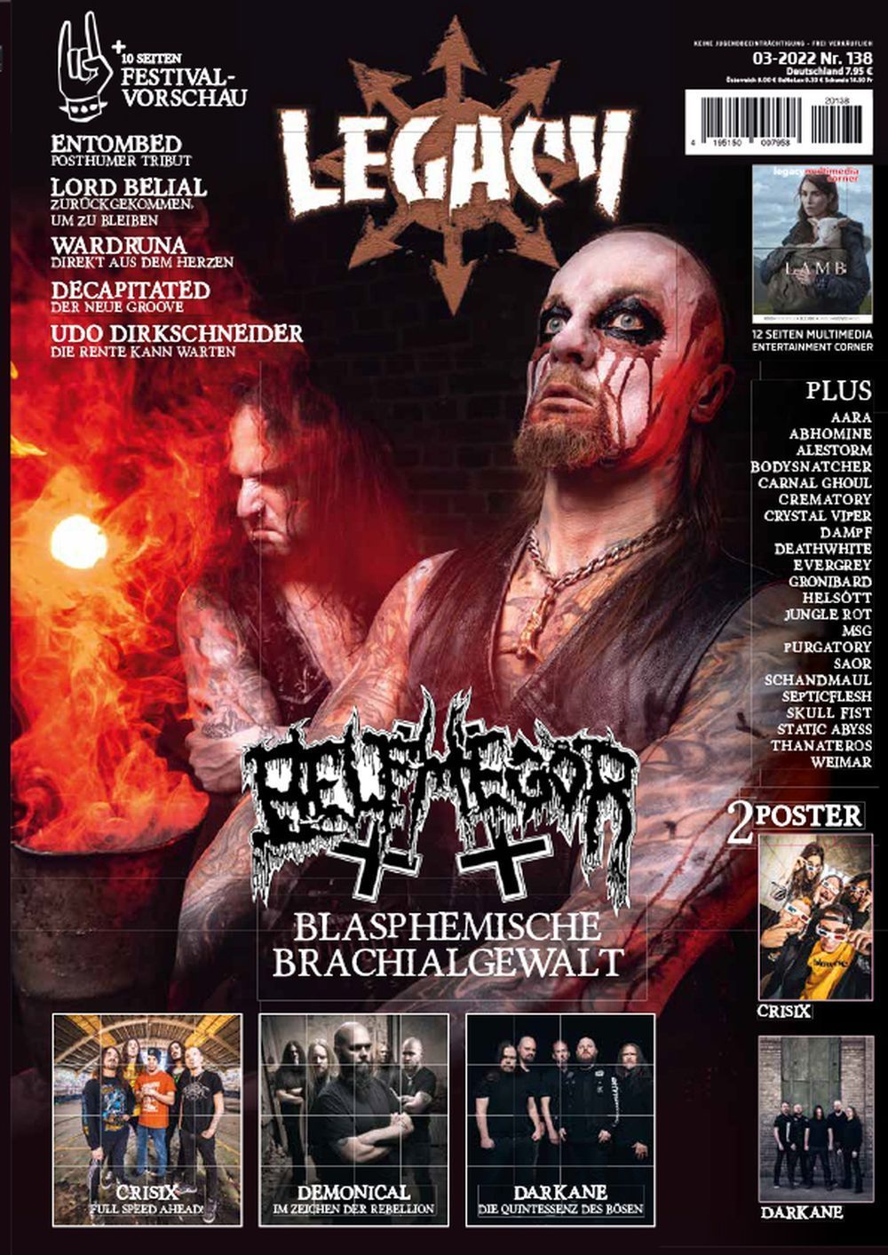 Legacy Magazin Deutschland 2022 #138 Belphegor Crisix Darkane Demonical