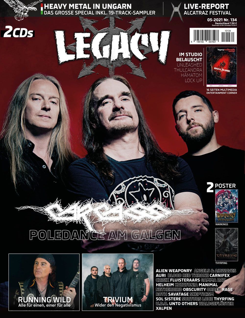 Legacy Magazin Deutschland 2021 #134 Carcass Warkings Thyrfing Running Wild Trivium