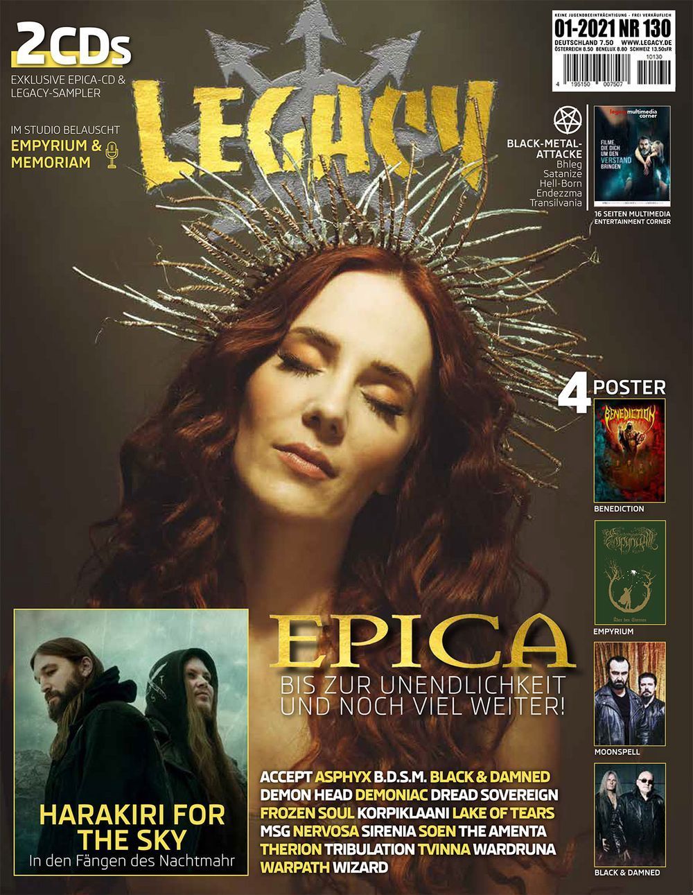 Legacy Magazin Deutschland 2021 #130 Epica Benediction Empyrium Moonspell