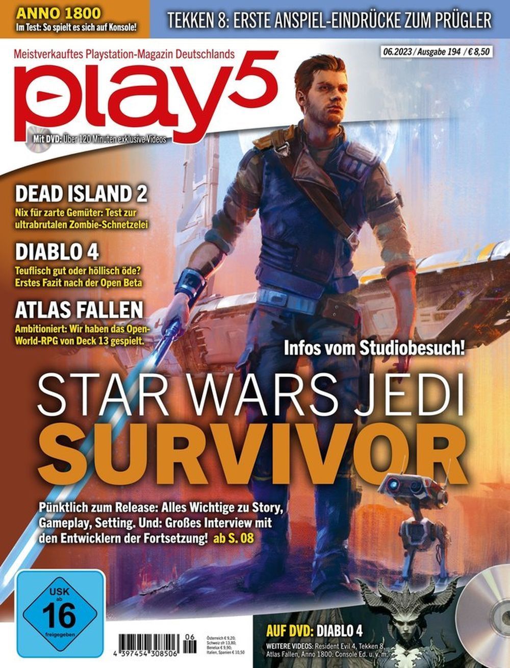 Play5 Magazin Deutschland 2023-06 Star Wars Jedi Survivor Dead Islands