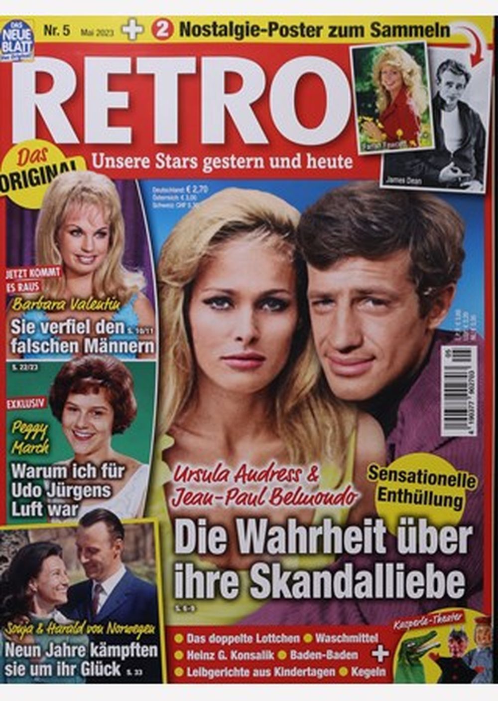 Retro Lehti Saksa 2023-05 Ursula Andress Jean-Paul Belmondo James Dean Alkuperäinen painos