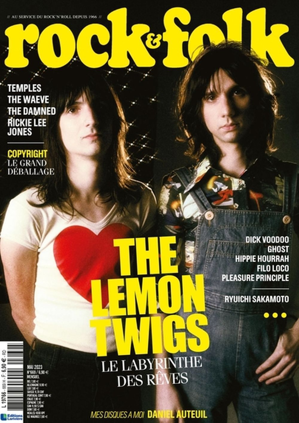 Rock & Folk Revista França 2023 #669 The Lemon Twigs Temples Rickie Lee Jones Edição original