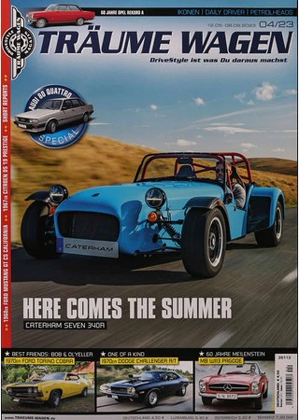 Träume Wagen Magazin Deutschland 2023-04 Caterham Seven Ford Torino Dodge Pagode