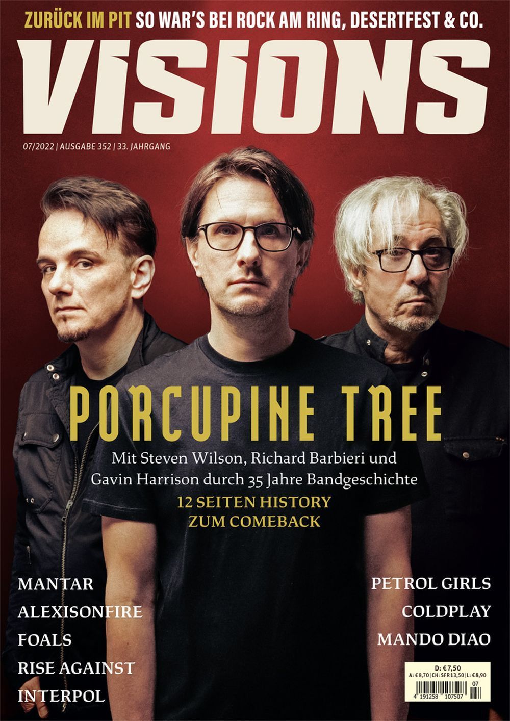Visions Magazine Allemagne 2022-07 Porcupine Tree Petrol Girls Blood Command Édition originale