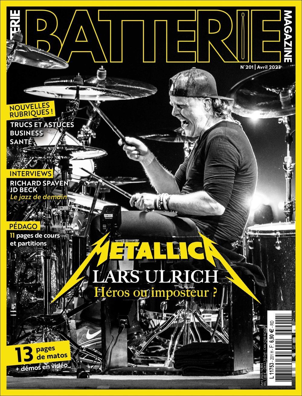 Batterie Tijdschrift Frankrijk 2023 #201 Metallica Lars Ulrich Richard Spaven JD Beck Originele uitgave