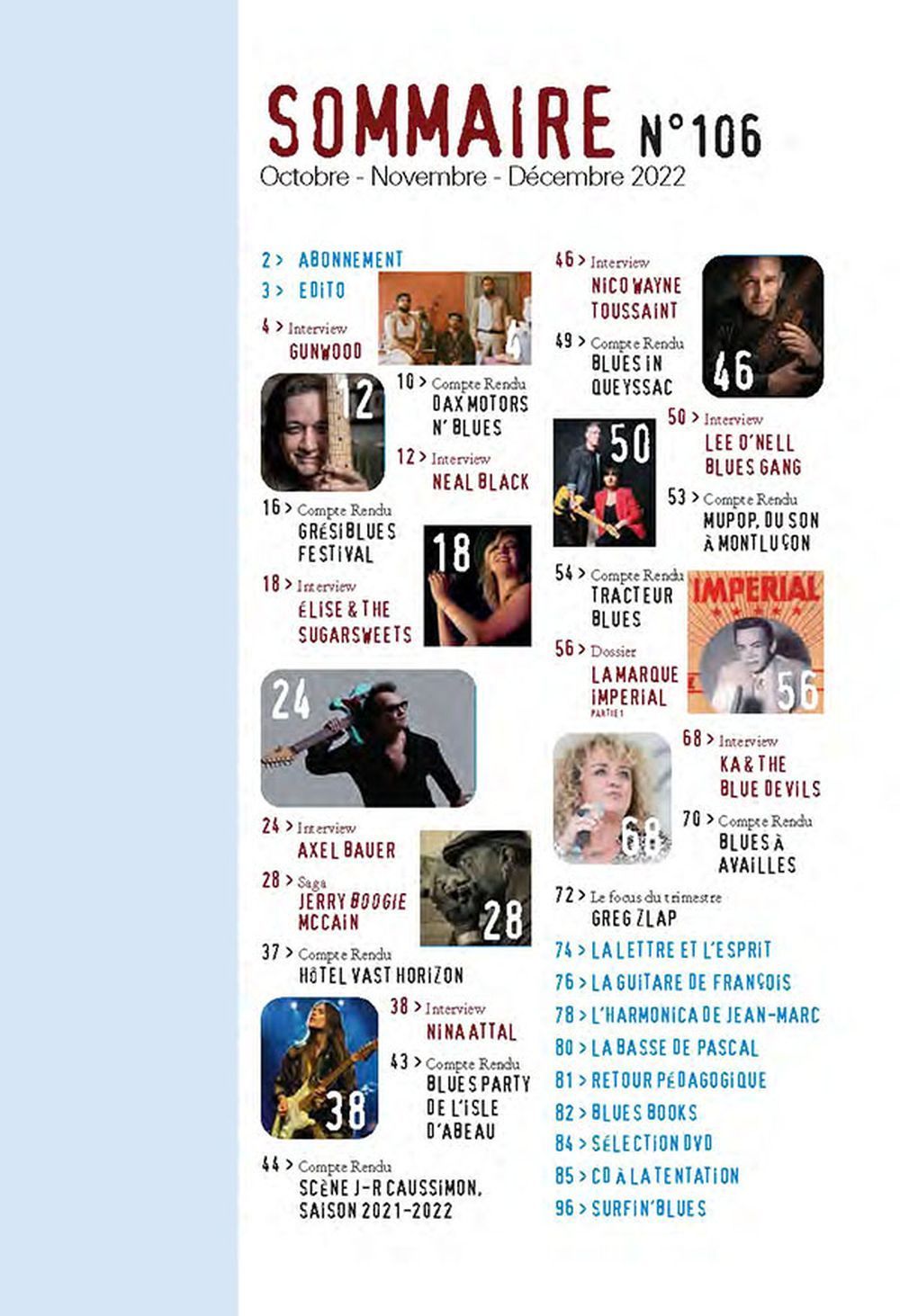 Blues Magazin Frankreich 2022 #106 Neal Black Jerry McCain Nina Attal Axel Bauer