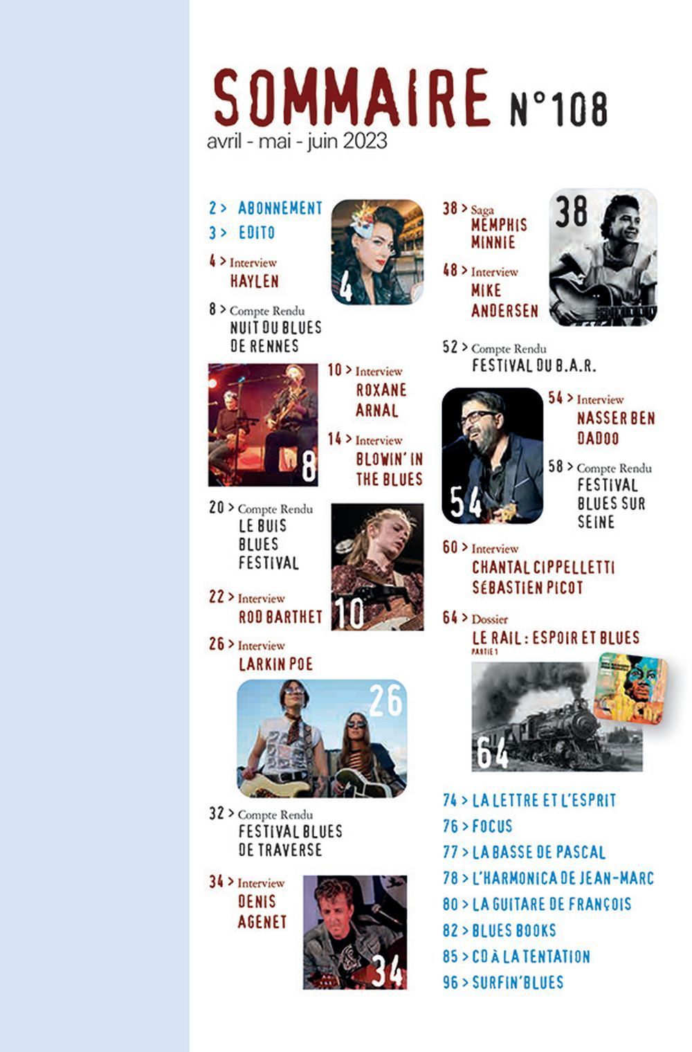 Blues Magasin Frankrike 2023 #108 Larkin Poe Memphis Minnie Haylen Rod Garthet Originalutgåva
