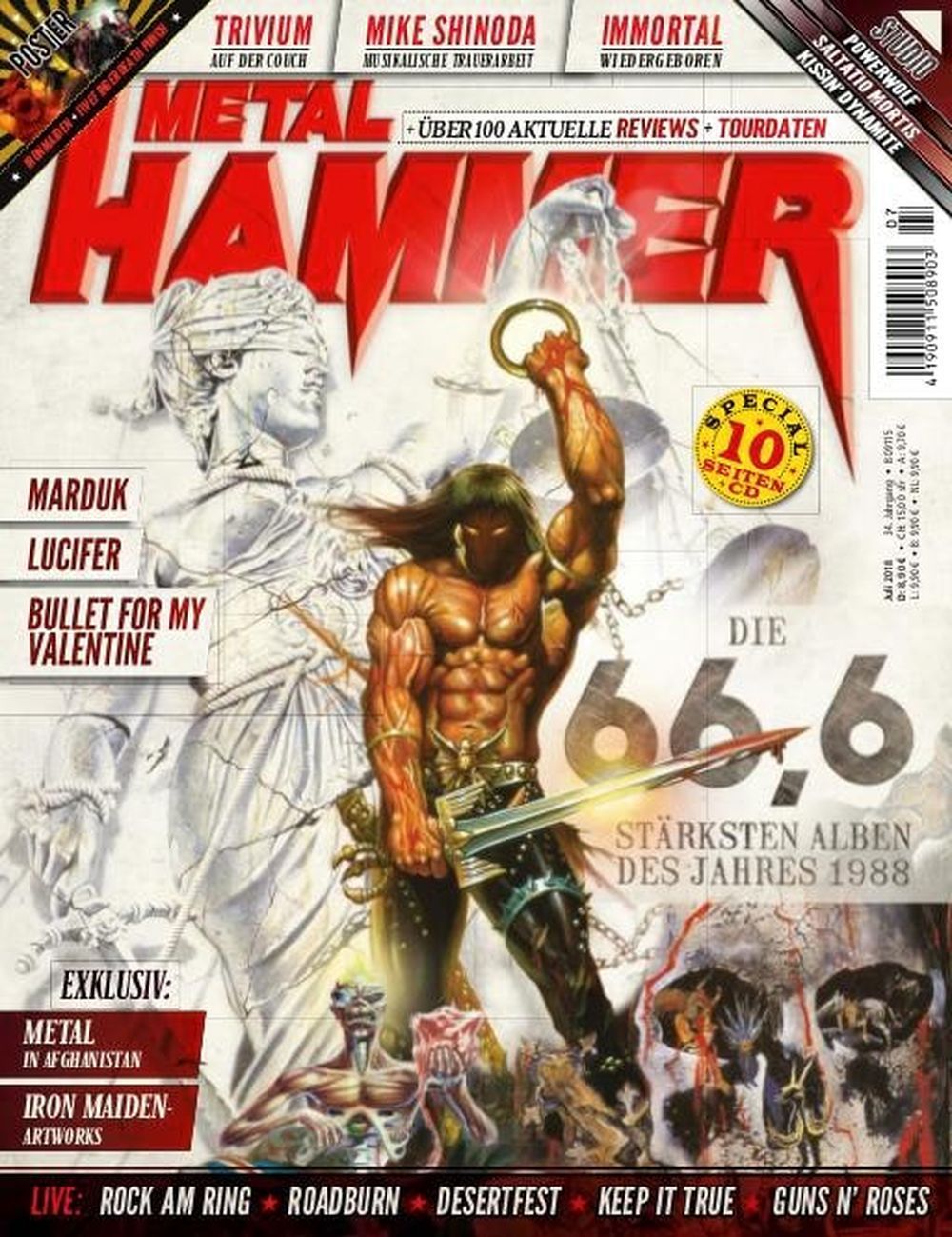 Metal Hammer Magazin Deutschland 2018-07 Marduk Bullet For My Valentine + Poster