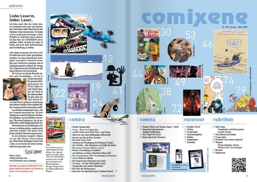 Comixene Magazin Deutschland 2023 #145 Michel Vaillant Cosey Corto Maltese