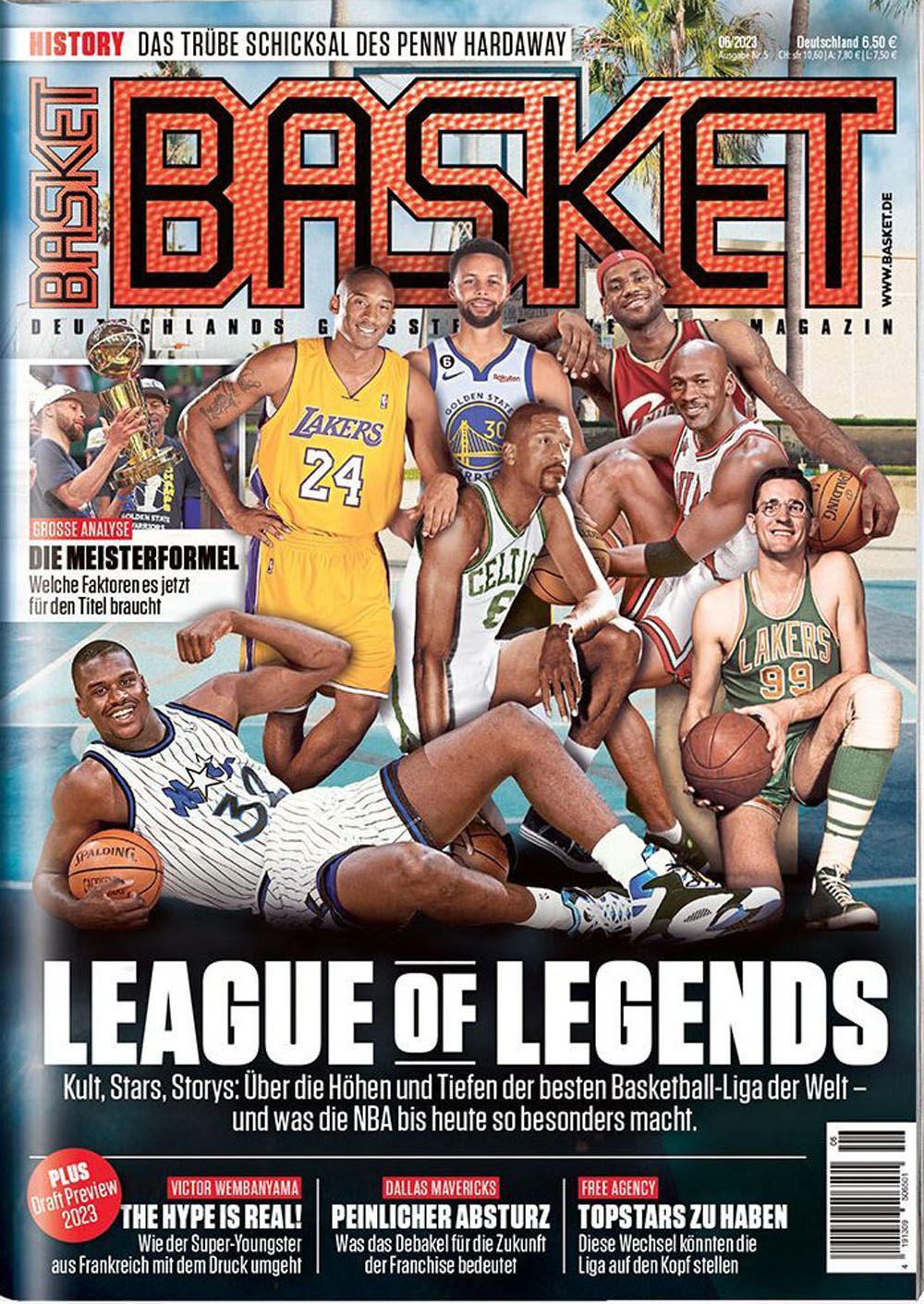 Basket Magazin Deutschland 2023-06 Larry Bird Magic Johnson Michael Jordan Bill Russell