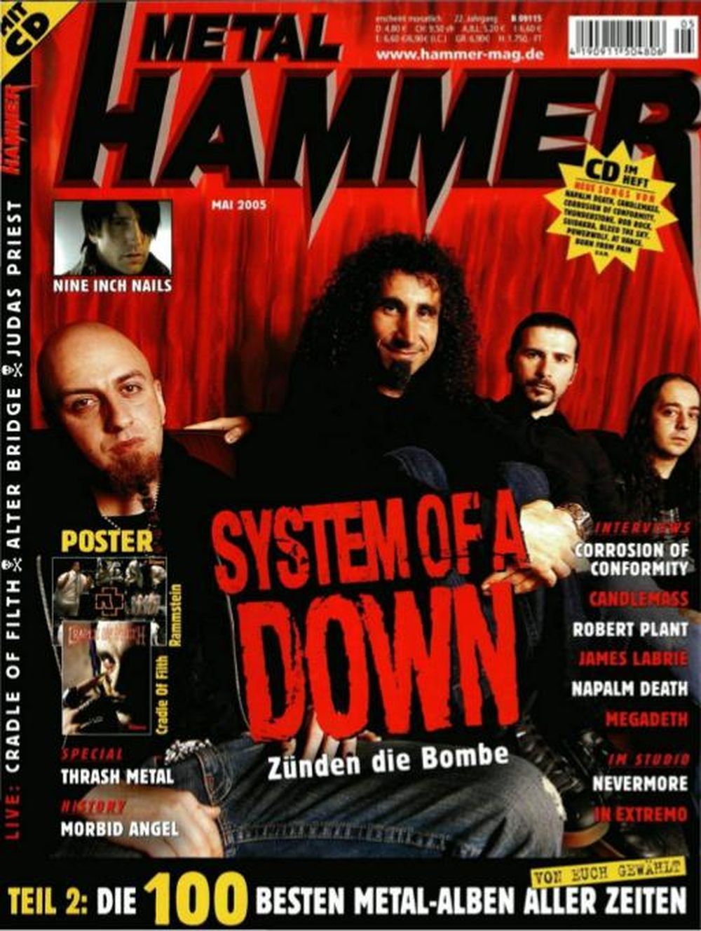 Metal Hammer Magazin Deutschland 2005-05 System Of A Down Nine Inch Nails Robert Plant