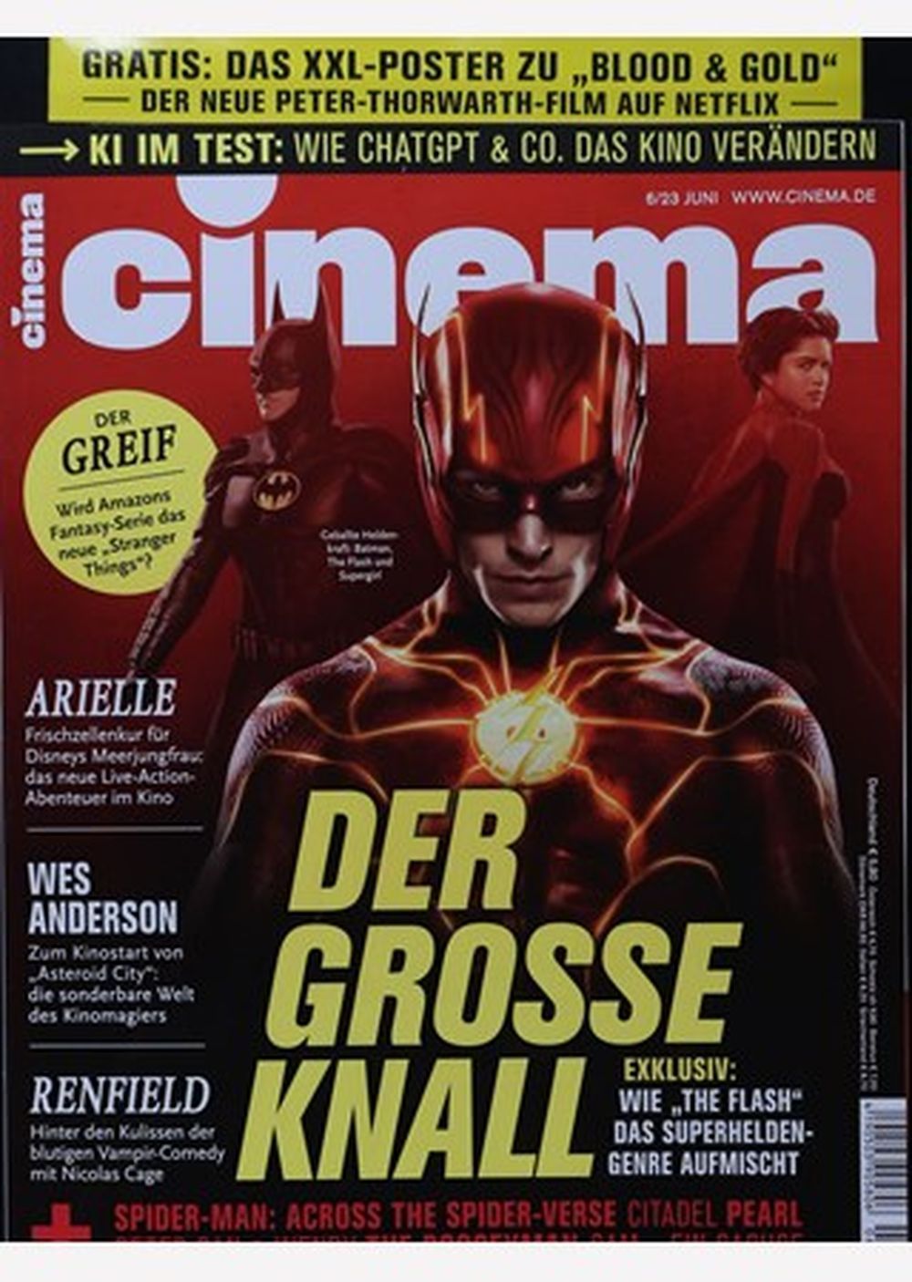 Cinema Magazine Germany 2023-06 The Flash Arielle Wes Anderson Renfield + Poster Blood Gold